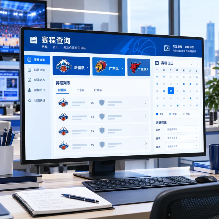 新疆队、广东队与广西队赛程信息查询服务示意图