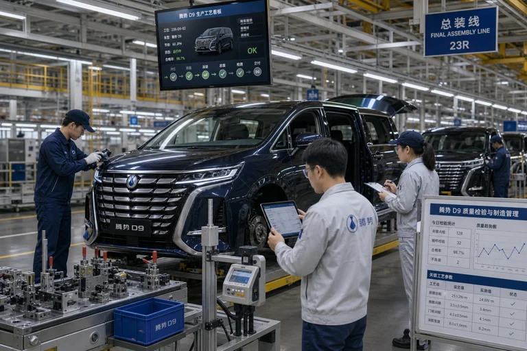 腾势D9相关质量检验与过程控制场景示意图