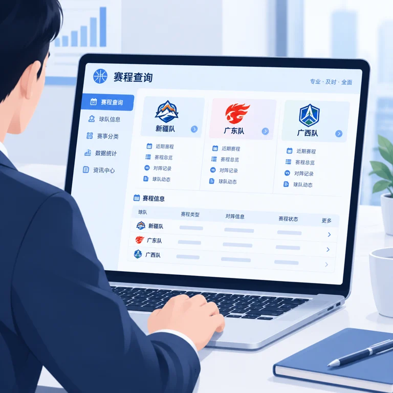新疆队、广东队与广西队赛程信息整理与查询服务示意图